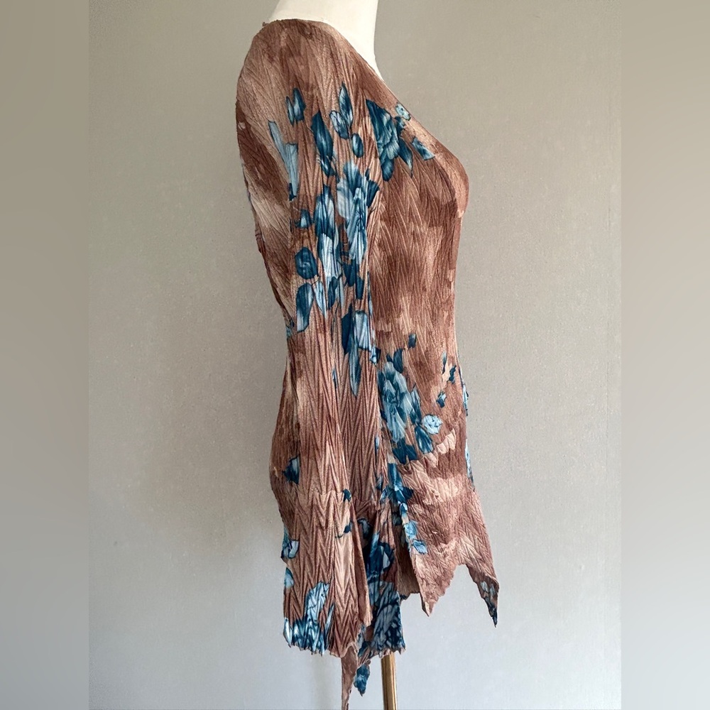 Y2K JAIPUR Asymmetric Earthy Floral Bell Sleeve Top Fairy Grunge Goblincore Sz L - Picture 10 of 16